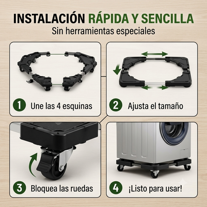 🚚✨ Base Móvil Ajustable | Lavadora y Refrigerador
